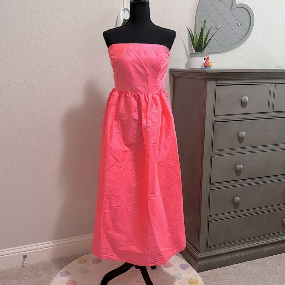 COLLUSION Midi Prom dress in Iridescent Pink.